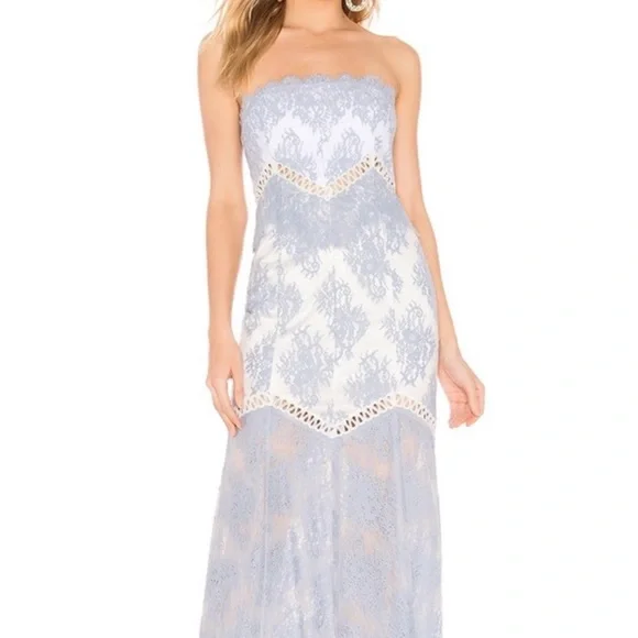 NBD | Dresses | Nbd Blue And White Lace Maxi Dress | Poshmark